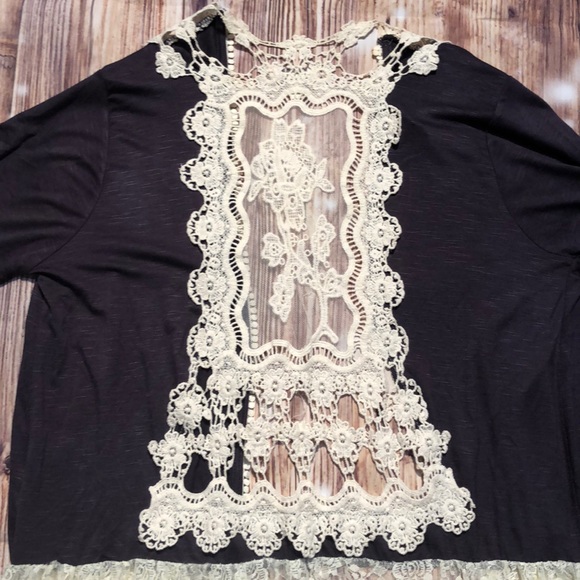 Umgee blue and cream small long cardigan - Picture 7 of 9